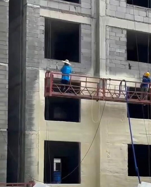 樓房外墻保溫層聚氨酯噴涂設(shè)備(圖3) 樓房外墻保溫層聚氨酯噴涂案例